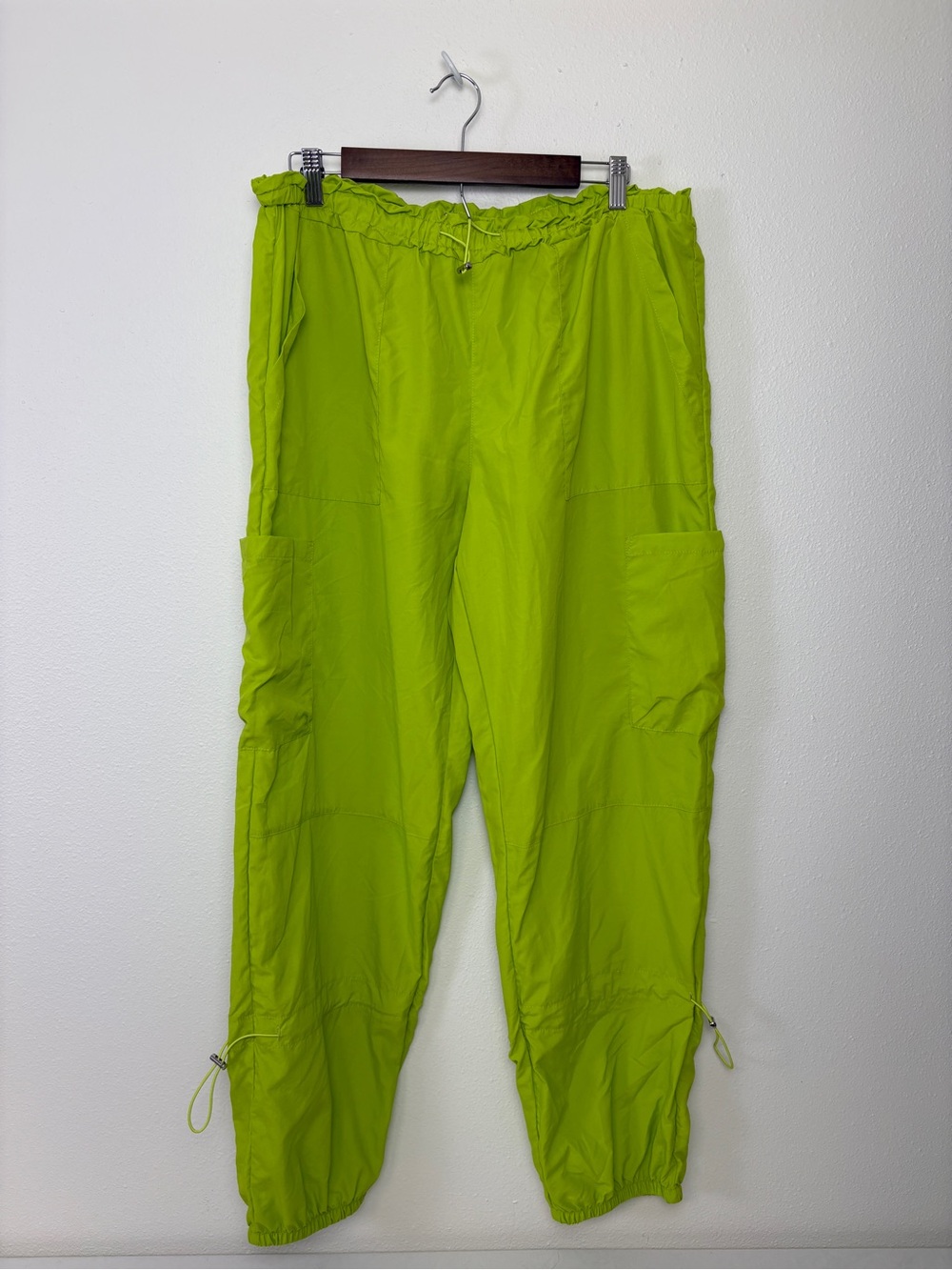 Lightweight Cargo Jogger Pants Lime Neon Green Utility Baggy Bright